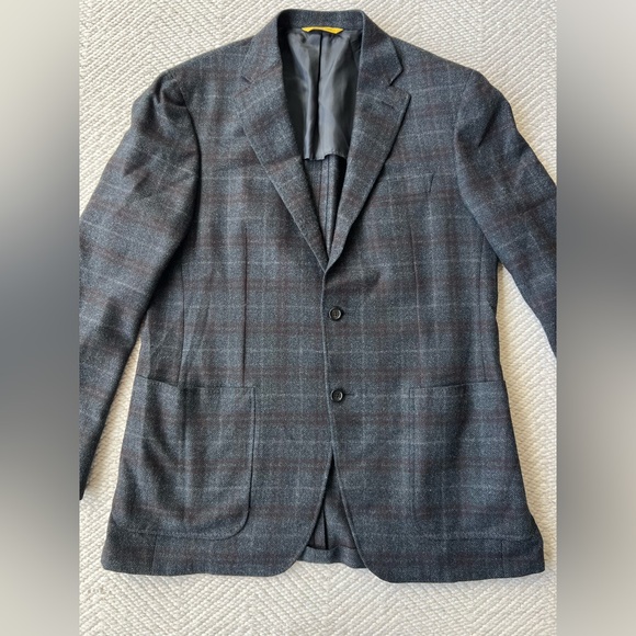 Canali Kei Grey Plaid Wool Sportcoat Blazer sz 52L IT / 42L US - Picture 1 of 13